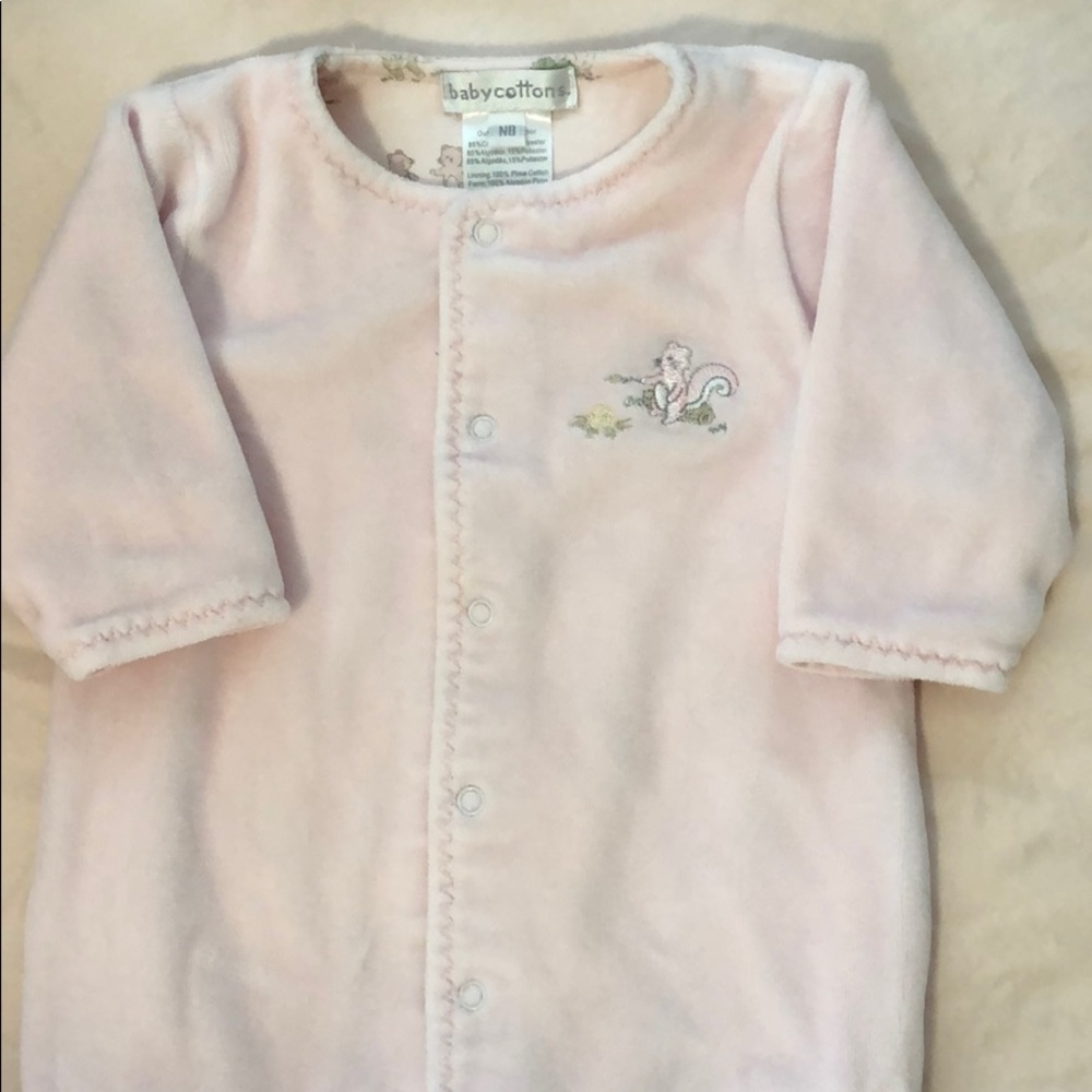 Babycottons NB velour footie